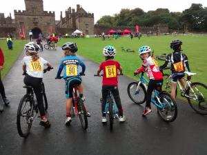 Young Cyclocross racers at Hoghton Tower