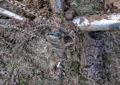 Muddy chainset after nearly a full lap at Ilkley Cyclocross